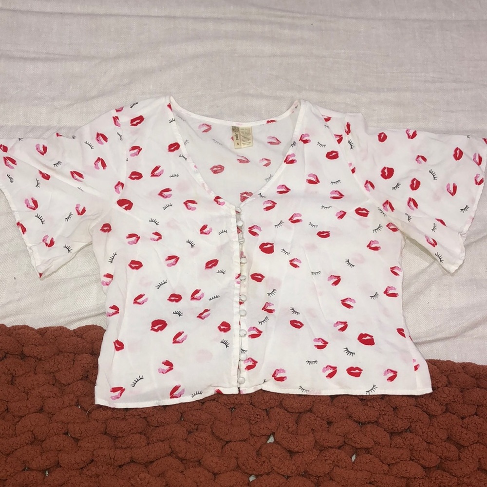White Kisses and Eyelash Crop Top